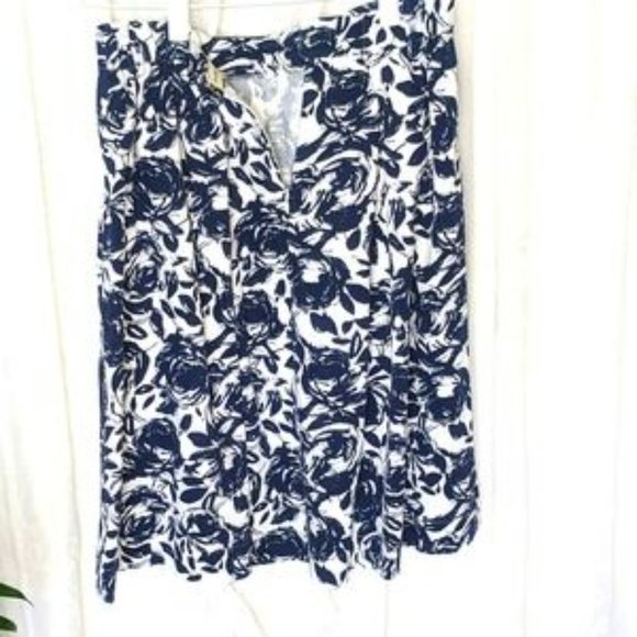 ON SALE TODAY HARP & DUBLIN  size 12/14 White & Navy blue Pleated Full Skirt - Picture 9 of 10